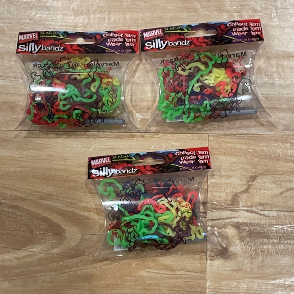 Silly Bandz Elastic Silicone Bracelets MARVEL HEROES shapes Bands, 3 sets of 24